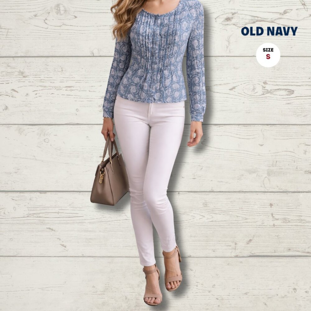 Old Navy Blue & White Floral Tunic – Size Small